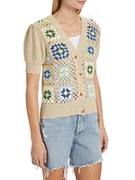 Crochet Geometric Short-Sleeve Cardigan