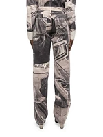 Graphic Denim Carpenter Pants