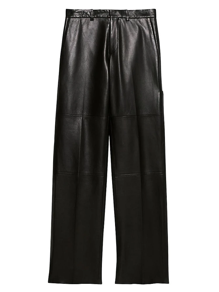 Leather Relaxed-Fit Carpenter Pants