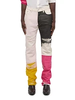 Distressed Cotton Straight-Leg Pants