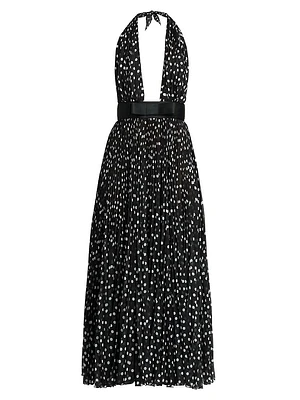 Polka Dot Plunge Neck Gown