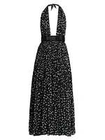 Polka Dot Plunge Neck Gown