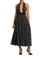 Polka Dot Plunge Neck Gown