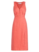 Shana Linen V-Neck Midi-Dress