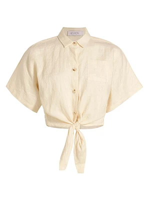 Alex Linen Tie Crop Shirt