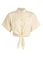 Alex Linen Tie Crop Shirt