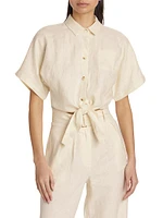 Alex Linen Tie Crop Shirt