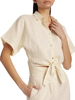 Alex Linen Tie Crop Shirt