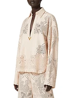 Kaftan In Cotton Guipure Jardin Plat