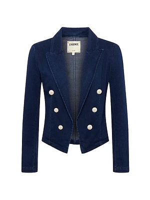 Wayne Denim Double-Breasted Blazer