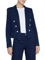 Wayne Denim Double-Breasted Blazer