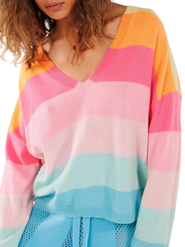 Cashmere Colorblock V-Neck Sweater