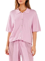 Ivy Cotton-Silk Buttoned Polo Top