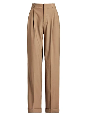 Wool Pleated Wide-Leg Pants