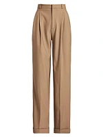 Wool Pleated Wide-Leg Pants