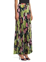 Isa Floral Pleated Maxi Skirt