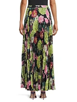 Isa Floral Pleated Maxi Skirt