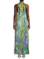 Violet Pleated Floral Gown