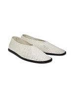 Perforated Leather Square-Toe Slippers