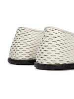 Perforated Leather Square-Toe Slippers