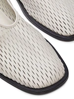 Perforated Leather Square-Toe Slippers