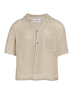 Open Weave Linen Camp Shirt