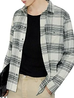 Spring Plaid Button-Front Shirt