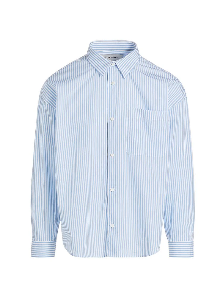 Striped Relaxed Button-Front Shirt