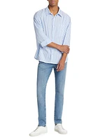 Striped Relaxed Button-Front Shirt