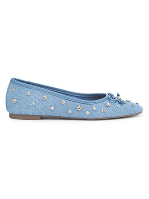 Arissa Shine Embellished Denim Ballet Flats