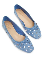 Arissa Shine Embellished Denim Ballet Flats