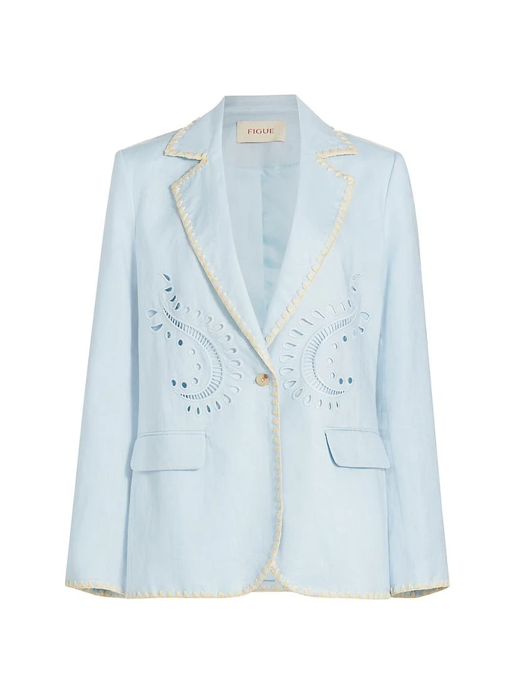 Robin Broderie Linen Blazer