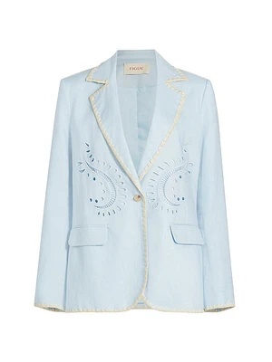 Robin Broderie Linen Blazer