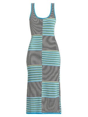 Laurel Mixed-Stripe Midi-Dress