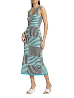 Laurel Mixed-Stripe Midi-Dress