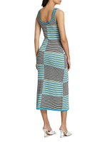 Laurel Mixed-Stripe Midi-Dress