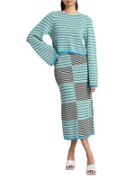 Laurel Mixed-Stripe Midi-Dress