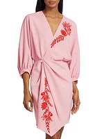 Rue Embroidered Wrap-Effect Dress