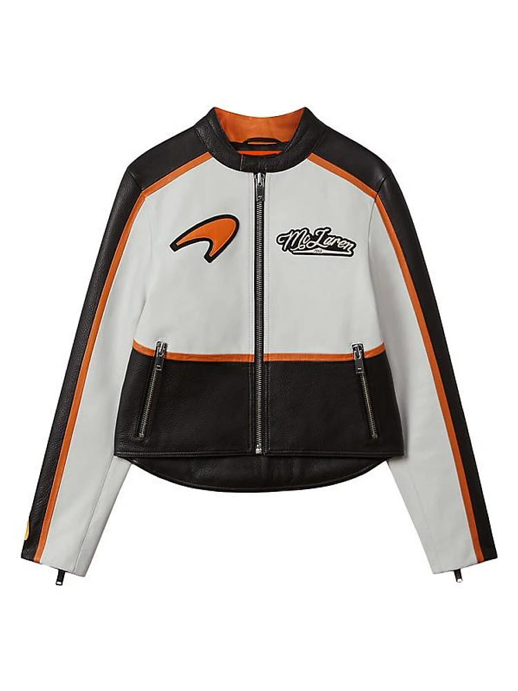 Reiss x McLaren F1 Team Peak Leather Racing Jacket