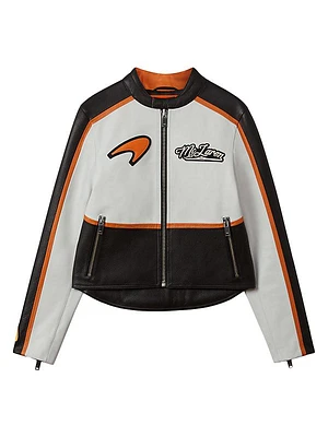 Reiss x McLaren F1 Team Peak Leather Racing Jacket