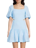 Kylanne Cut-Out Puff-Sleeve Minidress