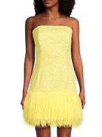 Charmain Fringe Jacquard Strapless Minidress