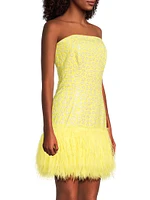 Charmain Fringe Jacquard Strapless Minidress