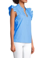 Klaudie Poplin Sleeveless Ruffled Top