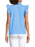 Klaudie Poplin Sleeveless Ruffled Top