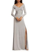 Crisscross Off-The-Shoulder Gown