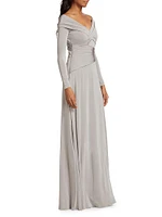 Crisscross Off-The-Shoulder Gown