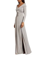 Crisscross Off-The-Shoulder Gown