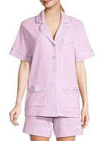 Monogrammed Luxe Stretch Cotton Collection Short Pajama Set