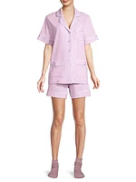 Monogrammed Luxe Stretch Cotton Collection Short Pajama Set